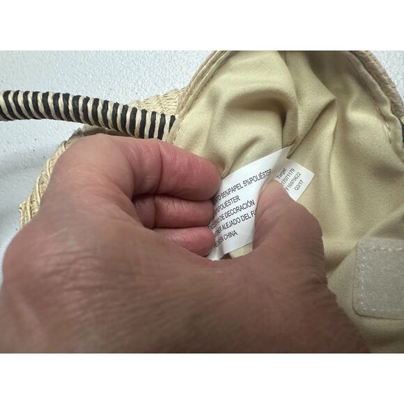 Mini Straw Tote Bag Boho Floral Embroidered Hook-and-Loop Kids Purse - Picture 4 of 5